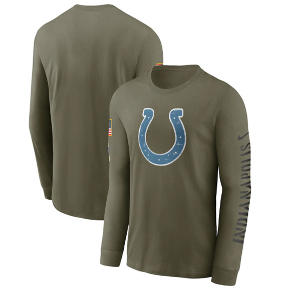 Men's Indianapolis Colts 2022 Olive Salute to Service Long Sleeve T-Shirt